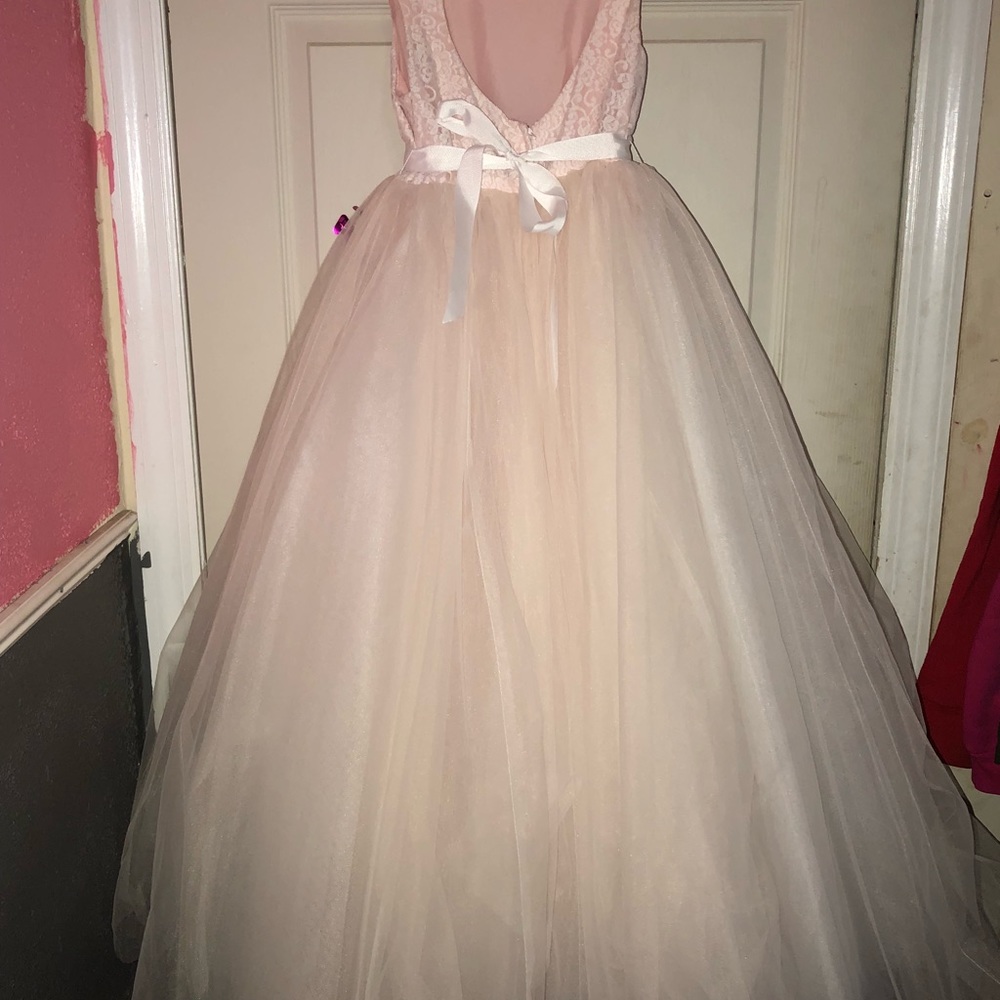 Whisper pink flower girl dress